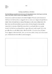 English Worksheet: Reading comprehension : town description, buildings