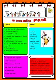 English Worksheet: SIMPLE PAST VERB TO BE