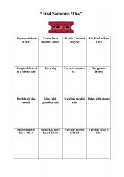 English Worksheet: Find Someone Who