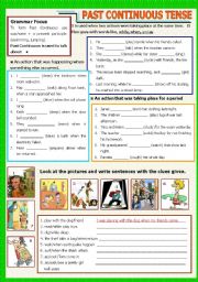 English Worksheet: Past Continuous - B/W - Keys included