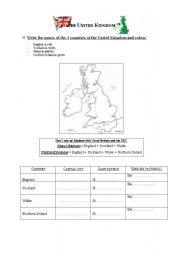 English Worksheet: The United Kingdom: emblems, patrons saints, capital cities