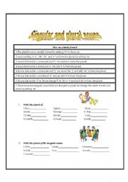 English Worksheet: singular and plural