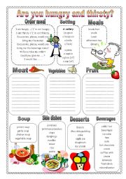 English Worksheet: Are you hungry and thirsty? 