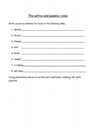 English worksheet: Active and Passive Voice
