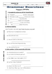 English Worksheet: Present Simple -reviewing exercises