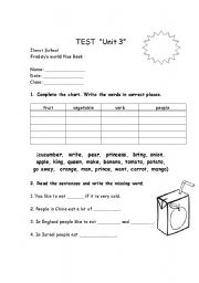 English worksheet: food and drinks test or worksheet