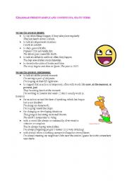 English worksheet: present tense, state verbs