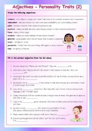 English Worksheet: Adjectives - Personality Traits (2/2)