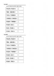 English worksheet: Calculate in English