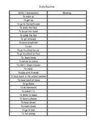 English Worksheet: daily routine