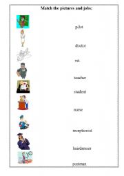 English Worksheet: Match the pictures with the jobs