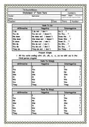 English Worksheet: simple present rules