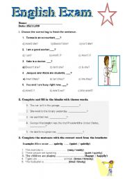 English Worksheet: english exam 