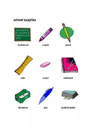 School Supplies Chart