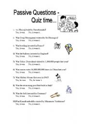English Worksheet: Passive Questions, Was and Wasn`t answers. 