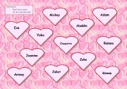 English Worksheet: Couples Match (for Valentines Lesson Warm-up)