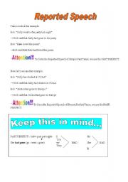 English Worksheet: Reported speech guide
