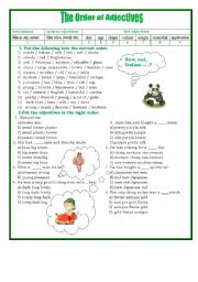 English Worksheet: The Order of Adgectives (grammar-guide & worksheet)