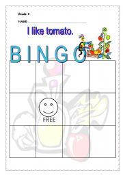 English Worksheet: VEGETABLE BINGO