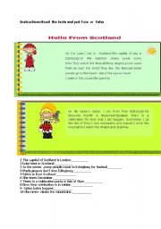 English Worksheet: HELLO FROM SCOTLAND