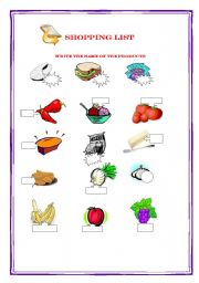 English Worksheet: Shopping list