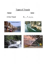 English worksheet: Worksheet-2 Types of Travel / Tourism
