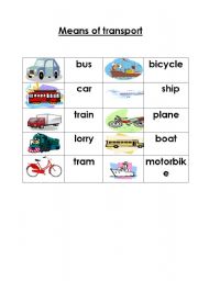 English Worksheet: means of transport - domino