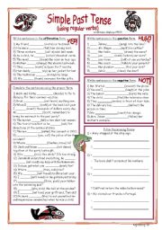 English Worksheet: Simple Past Tense with Regular Verbs