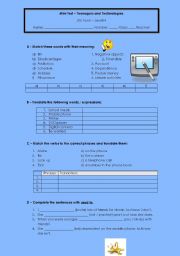 English Worksheet: Mini Test - Teenagers and Technologies