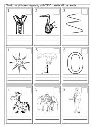 English worksheet: Phonics Zz