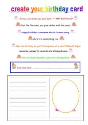 English Worksheet: birthday card