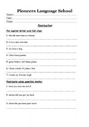 English worksheet: punctuation