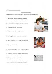 English Worksheet: Incorrect Sentences #2