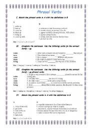 English Worksheet: Phrasal Verbs