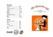 English Worksheet: Menu: The classroom cafe