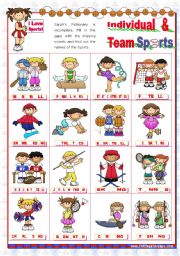 English Worksheet: Sports Set  (2)  - Basic Individual and Team Sports Pictionary