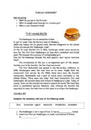 English Worksheet: The hamburger