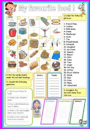 English Worksheet: my favourite food