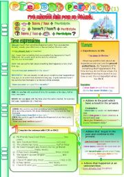 Present Perfect simple, time expressions (yet, already, since, for, ever, never....) Grammar guide + exercises (1) *Editable 