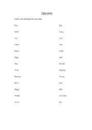 English worksheet: Opposites