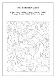 English Worksheet: Who is this? Lets color and find out!