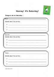 English worksheet: Hooray! Its Saturday Graphic Organizer