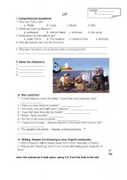 English Worksheet: 2 Pages - 6 Tasks for Disney-Pixars Up Movie