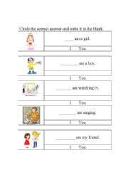 English worksheet: Using I and You