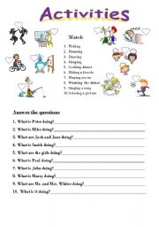 Matching with activities vocabulary and answer the question 