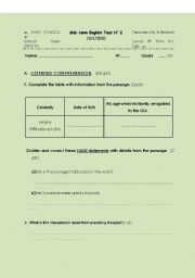 English Worksheet: Mid-term English Test Nr 2 (4th form Sci. Exp. 1 & 2)