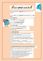English Worksheet: so and such