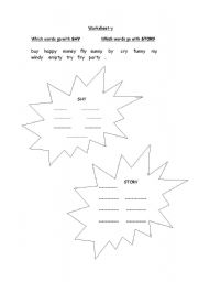 English worksheet: y sound phonics