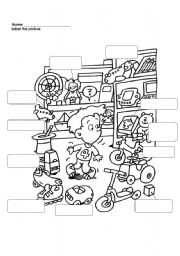 English Worksheet: Label the Toys