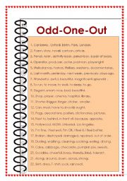 English Worksheet: Odd-One-Out